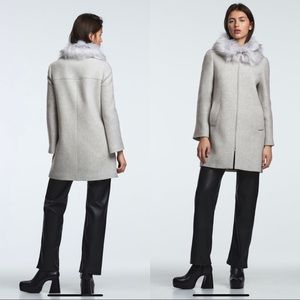 Zara wool blend coat with faux fur collar